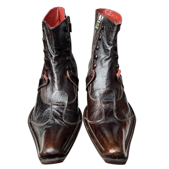 Jo Ghost Men’s Brown Leather Handmade Italian Boots Size 44 US 11 main image 6